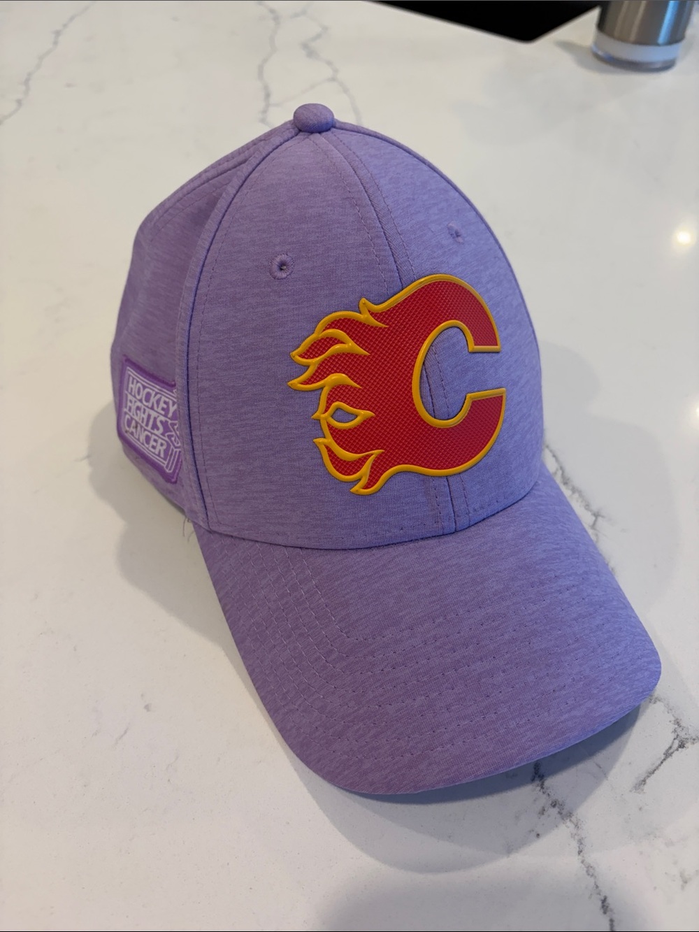 Calgary Flames Purple Hockey Fights Cancer Hat